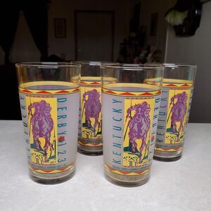1997 Kentucky Derby 123th Mint Julep Beverage Glass Set Of 4